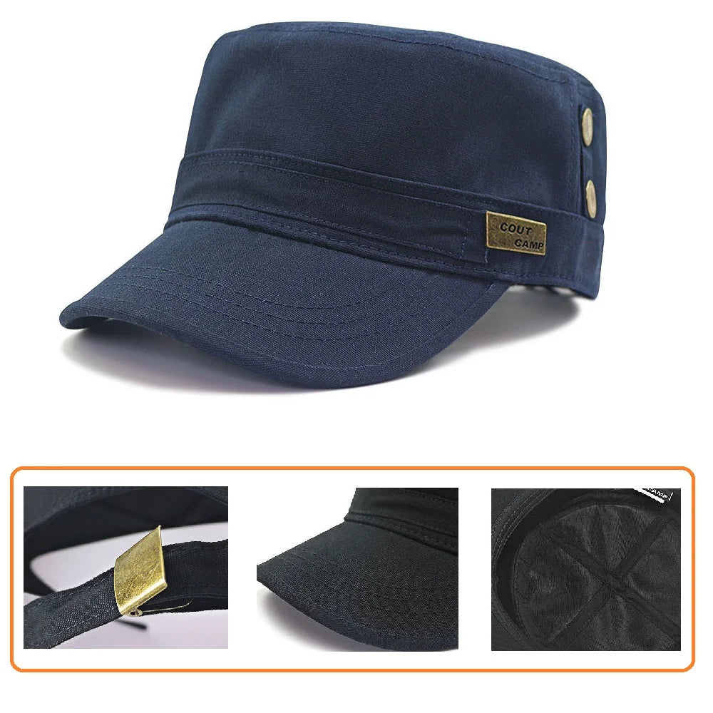 Men's Camouflage Flat Top Baseball Cap, Outdoor Sports Caps, Tactical Dad Hat, Casual Cadet, Trucker Hats