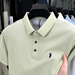 100% pure cotton short sleeved men's polo shirt summer fashion high-end brand pony embroidery golf top casual business T-shirt