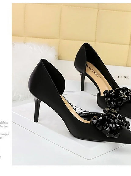 2024 New Rhinestone Women Pumps Bow knot Retro