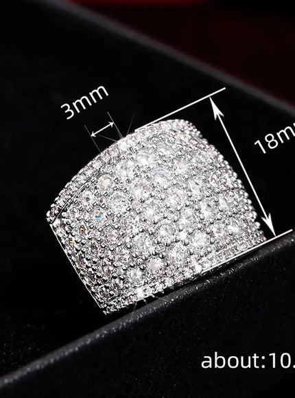 Iced Out Rings Silver Zircon Crystal Band Ring