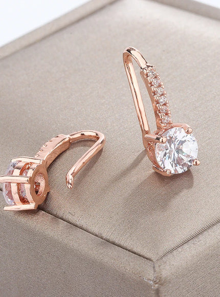 KissIcon Classic 925 Silver Plated Zircon Earrings - Shiny