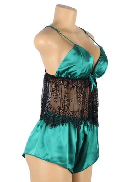 Plus Size  faux silk smooth cooling feel sexy lingerie sets pajama sets for woman lady from M-5XL