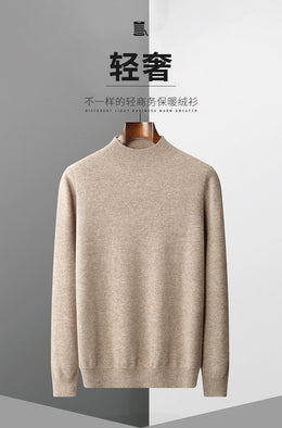 New Men's Fashion Casual Wool Sweater Warm Autumn And Winter Semi-High Neck Knitted Bottoming Shirt