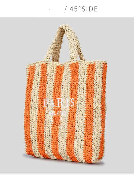 Colorful Striped Hand-woven Letter Embroidery Handbag