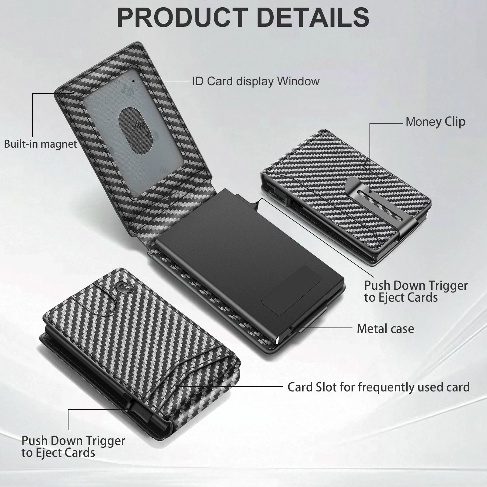 Men New Wallet with Money Clip Carbon Card Wallet Slim Wallet magsafe cüzdan metal Gift Box Christmas Gift Men  Gift  Mens Gift