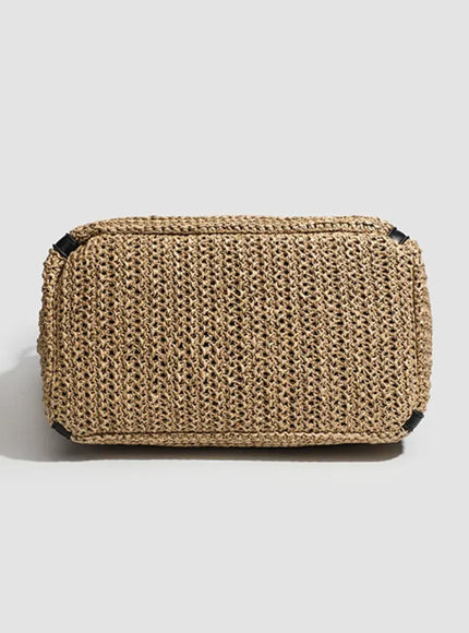 Light Straw Tote – Solid Color Woven
