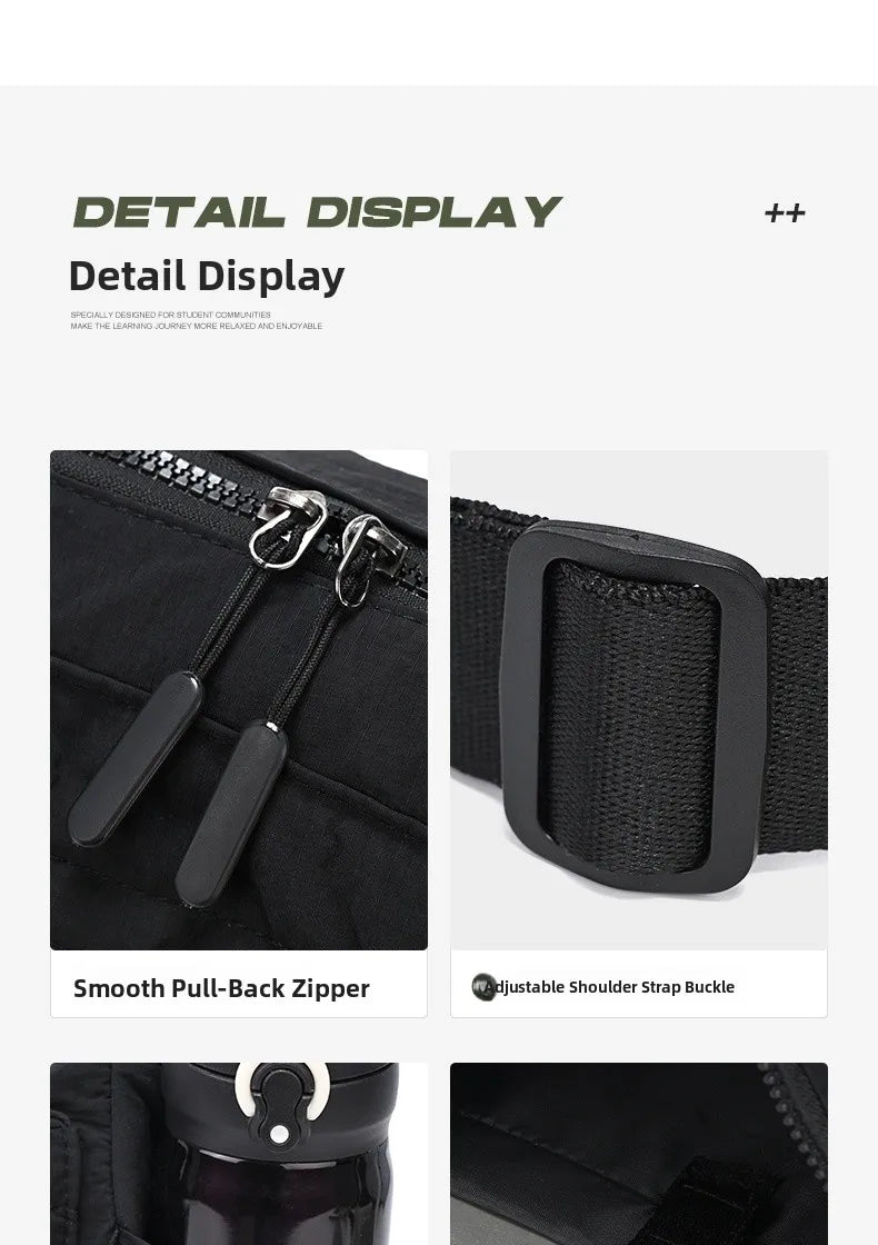 Unisex Casual Slanting Crossbody Bag Large Capacity Black Versatile Commuting Bag for Men And Women Suitable for Daily Use