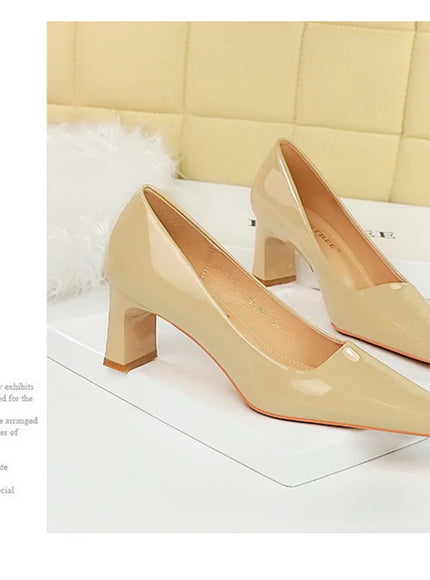 2024 Spring Versatile Fashion Shallow Mouth Patent Leather