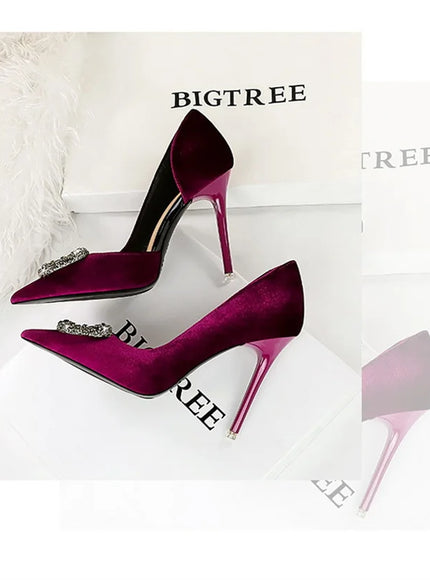 Women Super High Heels Velvet Pumps Shallow Mouth