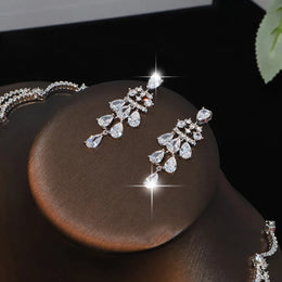 Exquisite Simple Women Jewelry Set 2 PCS Cubic Zirconia High Quality Saudi Arabia Bridal Wedding Jewellery Accessories