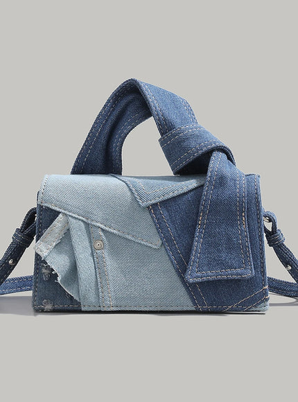 Denim Mini Crossbody Bag Shoulder Bag Handbag  Adjustable Strap Magnetic Buckle Stylish