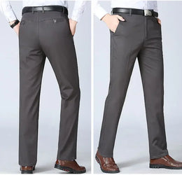 Mens 100% Cotton Summer Thin Autumn Thick Trousers Fashion Brand Cargo Pants Smart Casual Solid Khaki Black Suit Pant GOZBKF