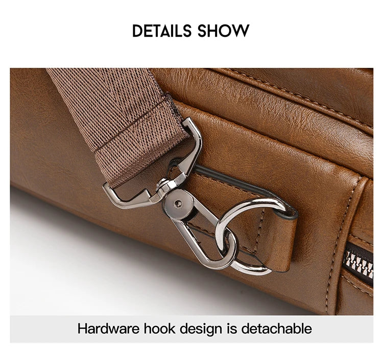 Mens Business Briefcase Large Capacity PU Leather Laptop Bag Fashion Crossbody Shoulder Tote Bag for Work Office