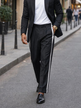 2026 Spring Summer Color Block Spliced Men Business Straight Pants Color Block Spliced  Straight Leg Men Business Pants