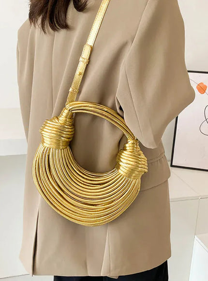Handbags Gold Designer Brand Handwoven Noodle Bags