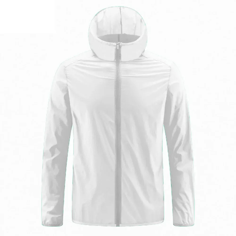 KissICON White / 5XL Lightweight Mens UV Protection Ice Silk Hooded Summer Jacket