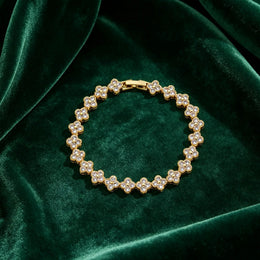 Colorful Zircon Lucky Four-Leaf Flower Bracelet for Women Flower CZ Stone Gold Plated Tennis Bracelet Fragrance Jewelry