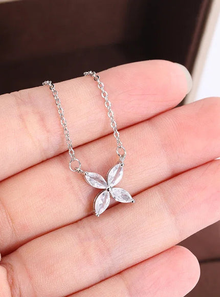 KissIcon S925 Clover Clavicle Necklace - AAA Zircon Sparkle