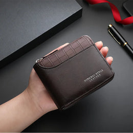 Leather Men’s Wallet Luxury Mens Purse Male Zipper Card Holders with Coin Pocket Rfid Wallets Gifts Men Money Bag Birthday Gifts