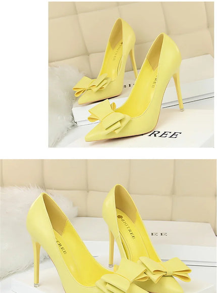 Fashion Sweet Women High Heel Shoes Blue Yellow
