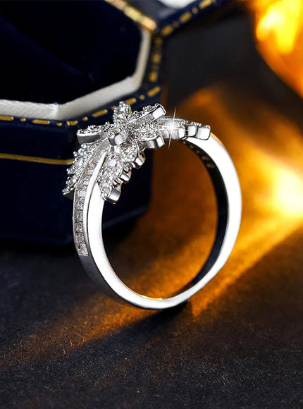 Hot Stylish Zircon Women's Ring Exquisite 925 Silver Plated Jewelry for Everyday Wear with Jewelry Anniversary Gift Bridal Ring