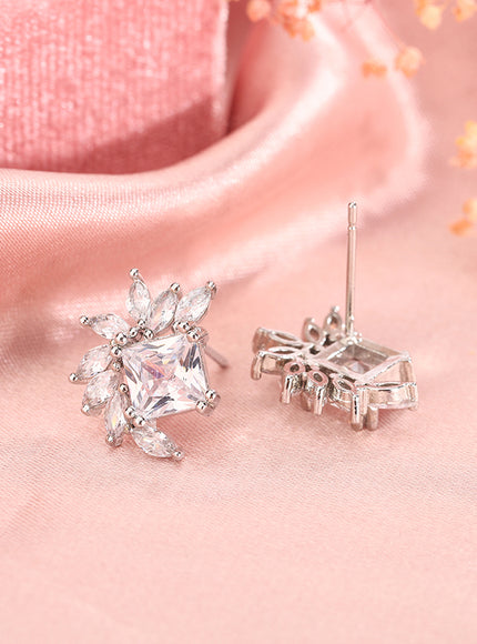 925 Silver Fashion AAA Zircon Female Earrings Flower Temperament Earrings For Ladies Birthday Party Jewelry Gifts