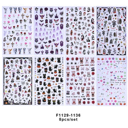 3D Gothic Black Halloween Nail Stickers Cool Design Alphabet Letter Lace Castle Skull Y2K Manicure Decoration Accessories