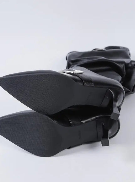 Punk Metal Buckle Decor High Heels Boots Women