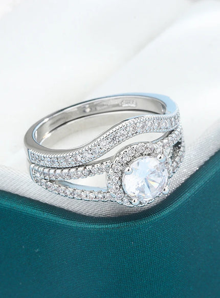 KissIcon Crystal Zircon Rings Set - Sparkling Bride