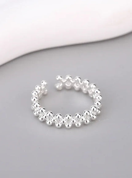 Kissicon Sterling Silver Bilayer Ball Open Ring