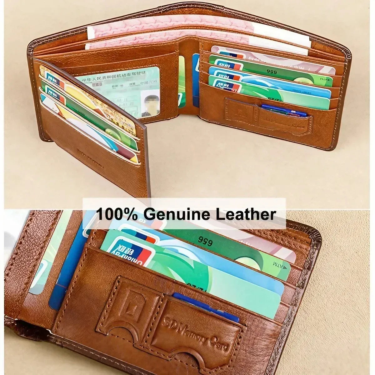 Genuine Leather Wallet for Men RFID Blocking Thin Multifunctional Credit Card Holder Short Money Bag Purse Mens Bifold Wallet