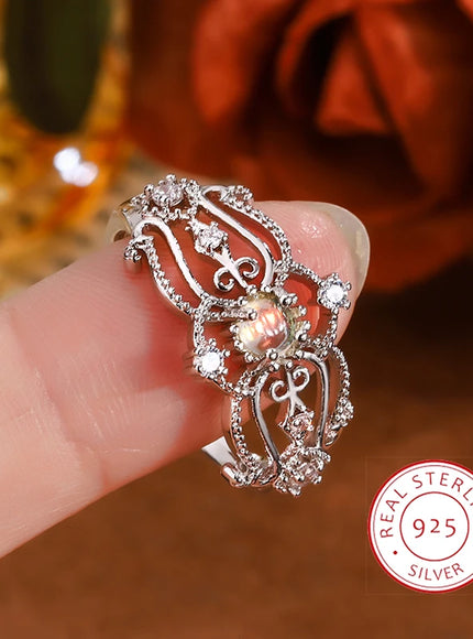 Classic Womens Ring With Irregular Geometry Silver Plated