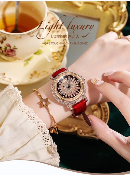 KissIcon UTHAI Women Watch Leather Diamond Waterproof -