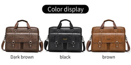 Mens Business Briefcase Large Capacity PU Leather Laptop Bag Fashion Crossbody Shoulder Tote Bag for Work Office