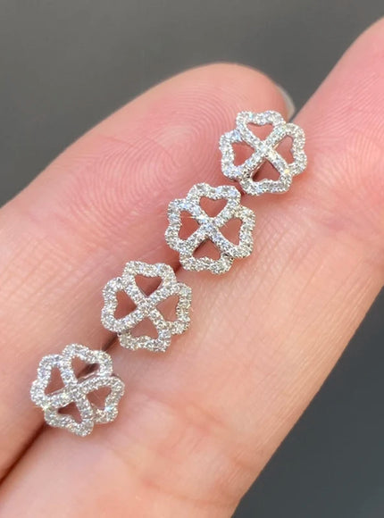 KissIcon 925 Silver Plated Earrings Clover Zircon - Luck
