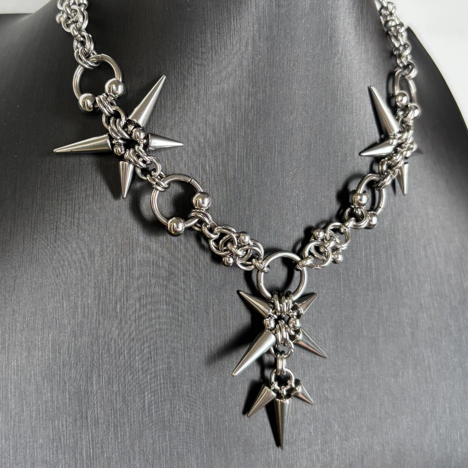 Punk Grunge Rock Rivet Pendant Chain Cool Fashion Handmade Geometric Necklace Goth Charm Jewelry Hip Hop Accessories