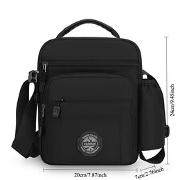 Mens Nylon Crossbody Bag Wear Resistant Multi Compartments Adjustable Strap For Hiking Cycling Work Errands Outdoor Daily Carry