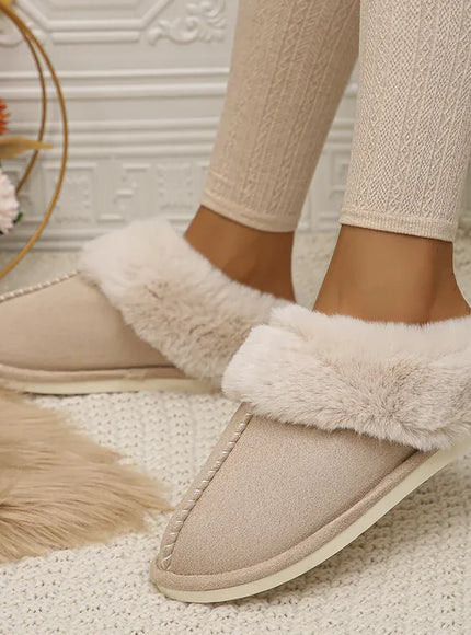 KissICON Closed Toe Warm Cotton Slippers Women Faux Fur