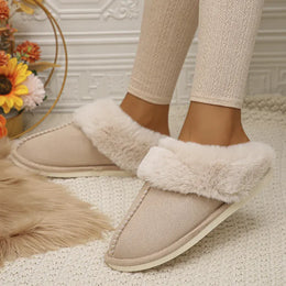 KissICON Closed Toe Warm Cotton Slippers Women Faux Fur