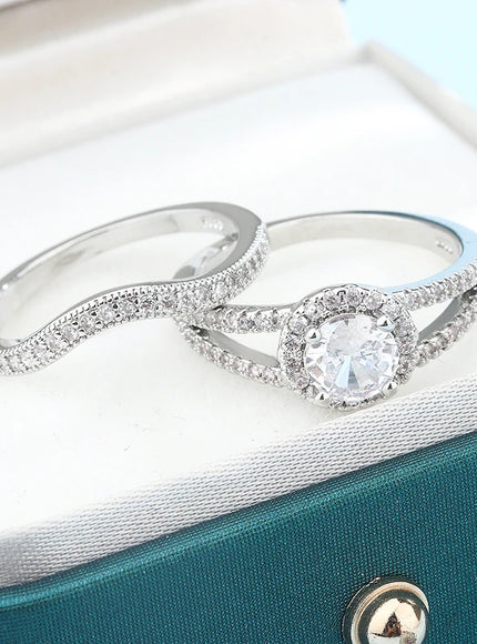 KissIcon Crystal Zircon Rings Set - Sparkling Bride
