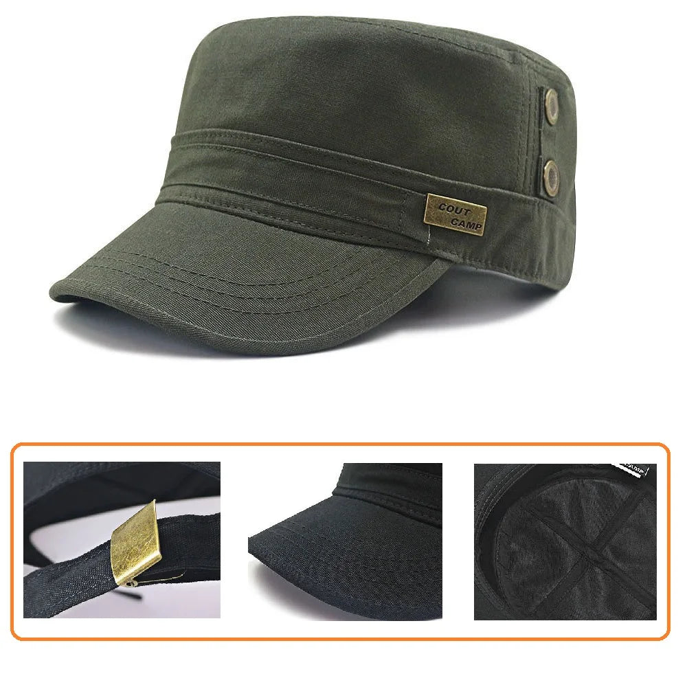 Men's Camouflage Flat Top Baseball Cap, Outdoor Sports Caps, Tactical Dad Hat, Casual Cadet, Trucker Hats