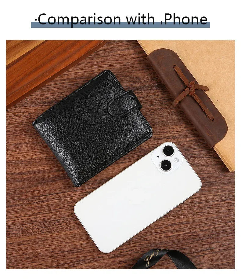 Casual Wallet For Men Leather Short Hasp Man Wallets Durable Coin Pouch Male Slim Bifold Photo ID Card Holders Purse Money Clip