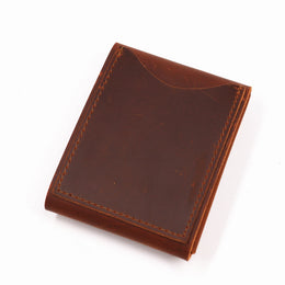 Genuine Leather Wallet For Men Male Vintage Cowhide Short Vertical Slim Mens Cash Wallet Purse Card Holder Flap Magnetic Closure