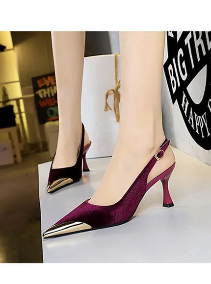 Elegant Women Green High Heel Velvet Pumps Wedding