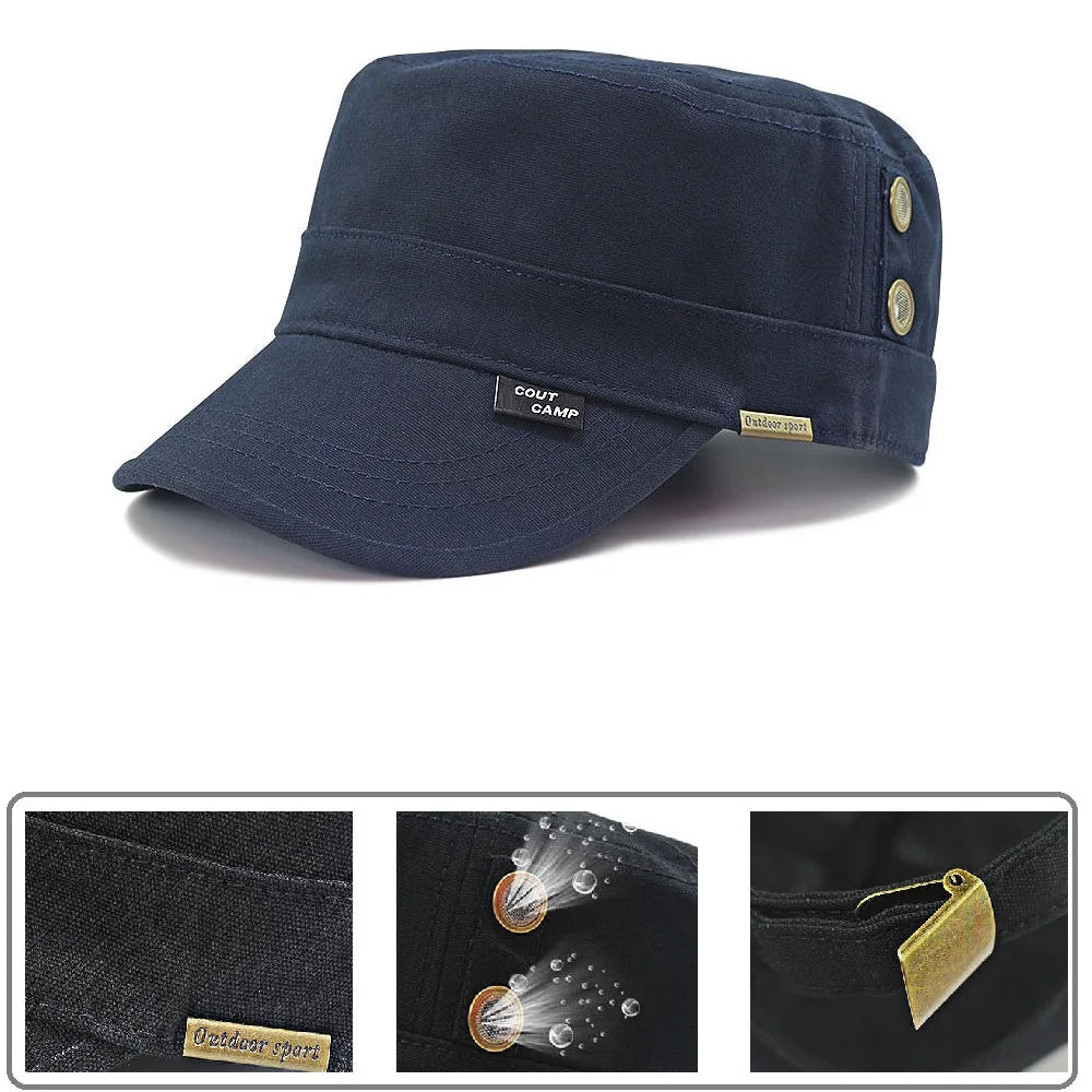 Men's Camouflage Flat Top Baseball Cap, Outdoor Sports Caps, Tactical Dad Hat, Casual Cadet, Trucker Hats