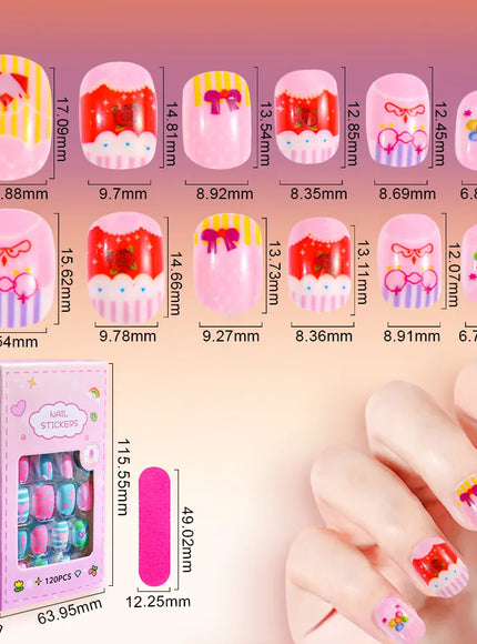 💋 Kawaii Kids False Nails Set - Self-Adhesive