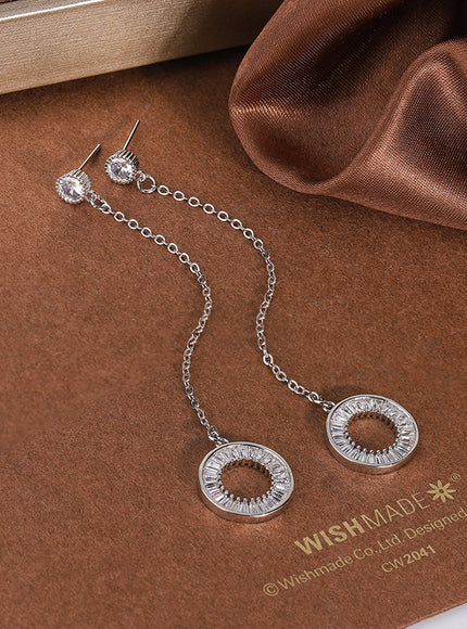 KissIcon Korean Tassel Earrings - Zircon Pendant 925 Silver