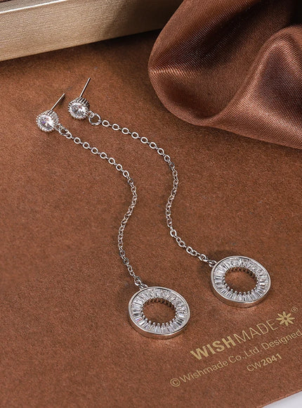 KissIcon Korean Tassel Earrings - Zircon Pendant 925 Silver