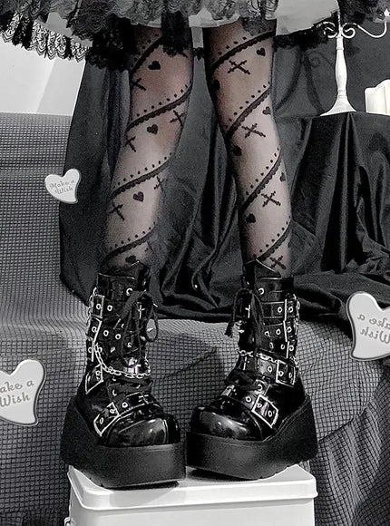 Metal Chain Patent Leather Ankle Boots Women Designer