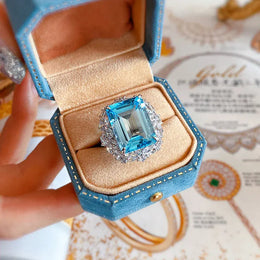 KissICON resizable Kissicon Bling Lab Aquamarine Ring – Zircon Silver Band